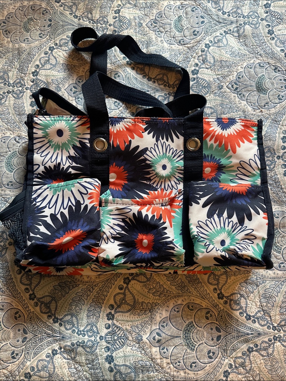 thirty-one Multicolor Floral Tote with Black Straps
